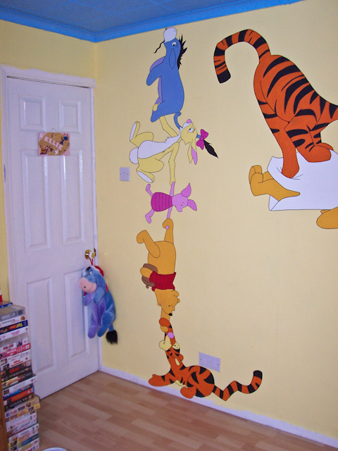 Pooh themed height chart mural